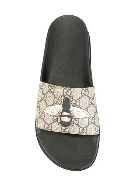 gucci slides with bee|gucci bee accent slides.